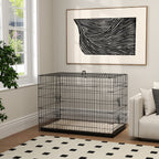 Cage caisse de transport pliante pour chien poignée, plateau amovible, coussin fourni 105 x 70 x 75 cm noir-7