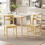 Lot de 2 chaises de salle à manger en bambou, chaises de cuisine sans accoudoirs avec assise à lattes, bois naturel-9