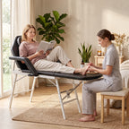 Table de massage pliante, lit de massage 3 zones portable 182 x 62 cm avec appuie-tête et accoudoirs amovibles, noir-7