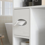 Meuble WC dessus de toilette avec placard à porte de grange, étagère réglable, compartiments et porte-papier, blanc-8