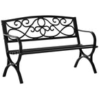 Banc de jardin 2 places banquette extérieur terrasse patio dossier incliné assise à lattes accoudoirs-9