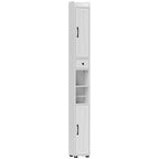 Armoire salle de bain haute, meuble de rangement colonne, 2 portes, tiroir, étagères réglables, 20x20x185cm, blanc-0