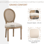 Lot de 4 chaises de Salle à Manger - Chaise de Salon médaillon Style Louis XVI - Bois Massif sculpté, patiné-4