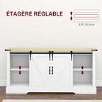 Buffet meuble de rangement avec 2 portes coulissantes étagères réglables 150l x 40P x 72H cm en bois blanc chêne-6