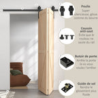 152,5 CM Quincaillerie de porte coulissante pliante kit de rails de porte de grange coulissante en acier pour 2 portes-4