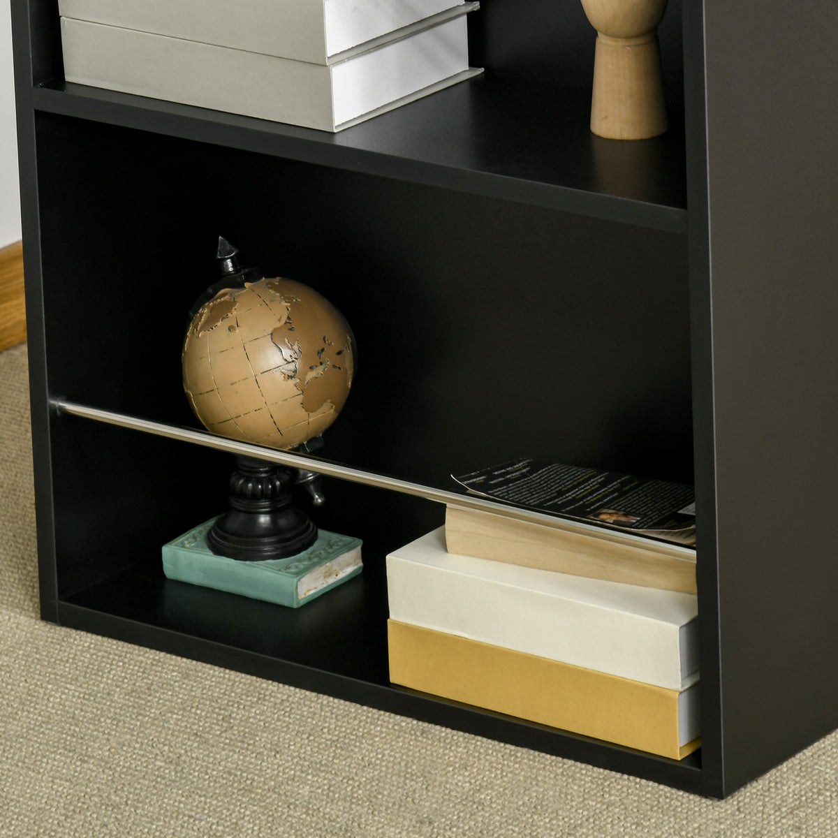 Table de bar table haute de cuisine mange-debout comptoir - dim. 112L x 57l x 106H cm - 3 étagères - noir-7
