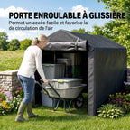 Abri de jardin 2 x 1,6 x 1,65 m abri extérieur cadre en métal galvanisé, imperméable résistant aux UV, gris foncé-5