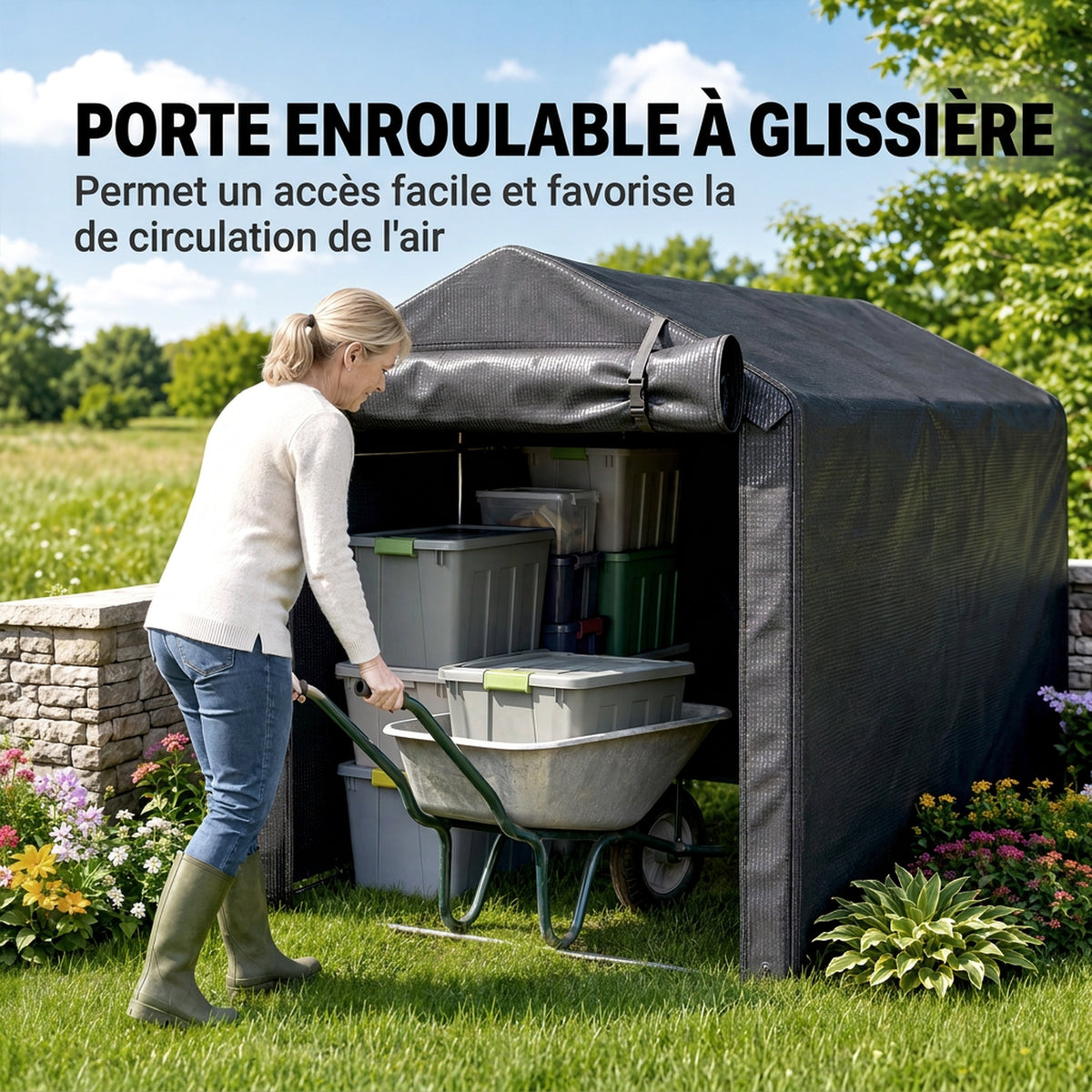 Abri de jardin 2 x 1,6 x 1,65 m abri extérieur cadre en métal galvanisé, imperméable résistant aux UV, gris foncé-5