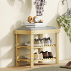 Banc à chaussures en bambou, étagère à chaussures à 3 niveaux, style scandinave, 60 x 29 x 49 cm, gris et bois naturel-7