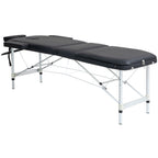 Table de Massage Lit de Massage à 3 Zones Pliante 225kg Coins Arrondis Hauteur 61-84 cm 215x81cm Noir-0