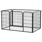 Luxe parc enclos modulable acier 4 panneaux et 1 porte pour chiens, lapins, rongeurs, petits animaux, intérieur et extérieur 125L x 70H cm noir-9