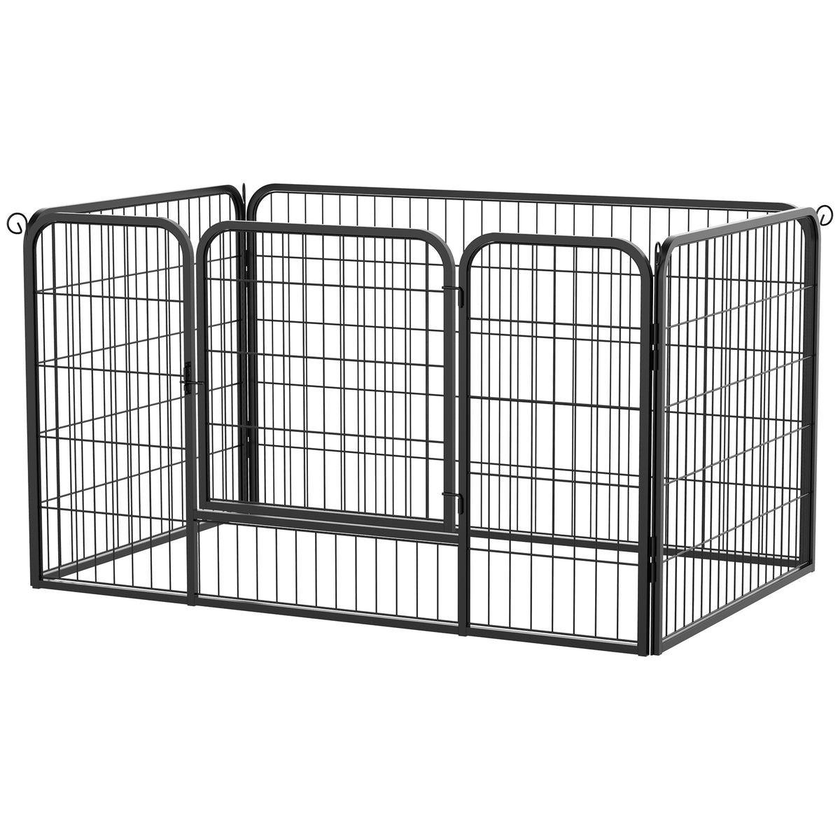 Luxe parc enclos modulable acier 4 panneaux et 1 porte pour chiens, lapins, rongeurs, petits animaux, intérieur et extérieur 125L x 70H cm noir-9