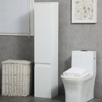 Meuble colonne rangement salle de bain 2 placards 3 étagères réglables style contemporain 30 x 28 x 152,5 cm blanc-9