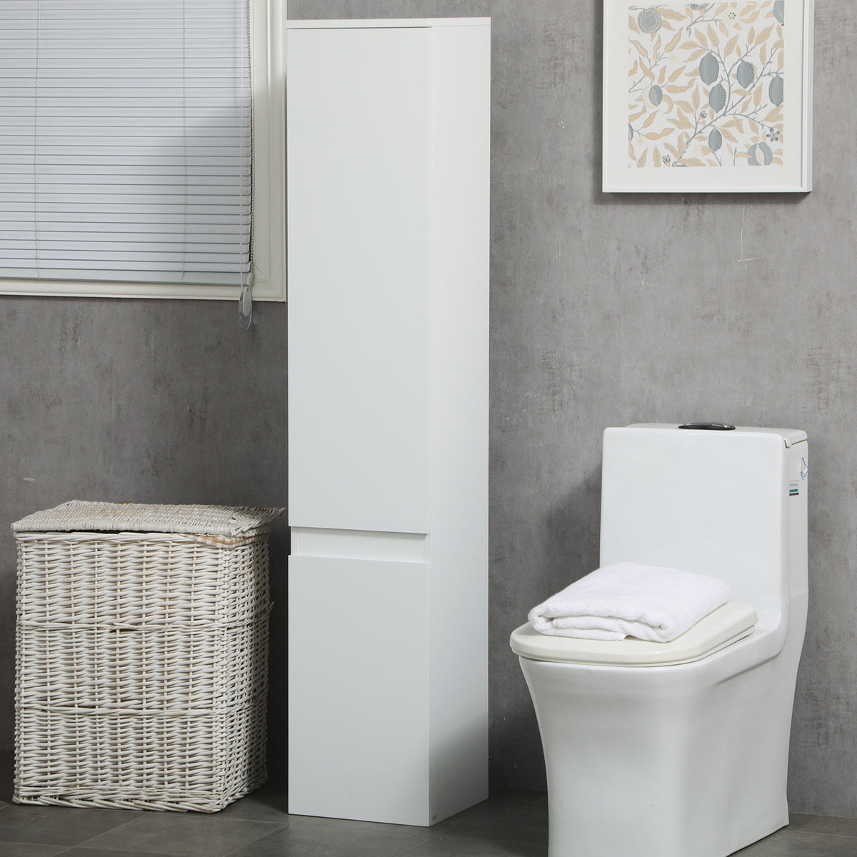 Meuble colonne rangement salle de bain 2 placards 3 étagères réglables style contemporain 30 x 28 x 152,5 cm blanc-9