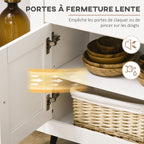 Buffet cuisine avec 2 tiroirs 3 portes et étagère réglable, pour cuisine, salle à manger, salon, 117 x 35 x 80 cm, blanc-5
