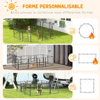 Parc enclos modulable acier époxy porte verrouillable pour chiens petits animaux intérieur et extérieur 80 x 80 cm gris-3