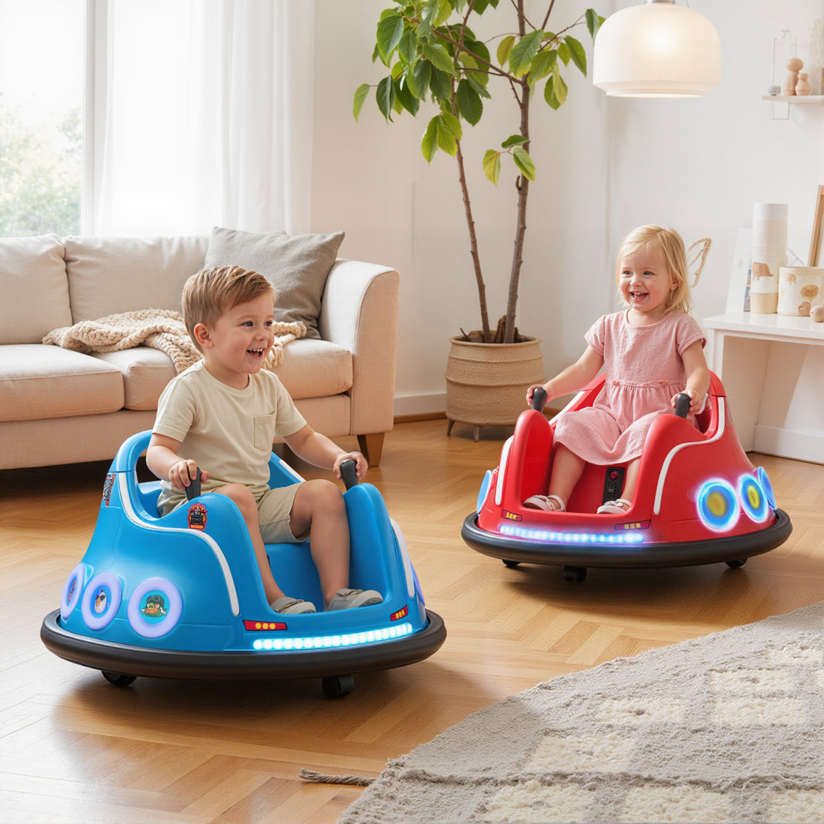 Voiture auto-tamponneuse électrique enfant 12V sous licence Angry Bird, voiture tournante 360°, 73 x 73 x 44 cm, bleu-1