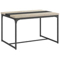 Table de salle à manger pour 6 personnes, style industriel en métal noir et bois, dim. 120L x 89l x 75,5H cm-0