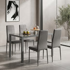 Ensemble table à manger avec 4 chaises, table de cuisine avec chaises en cuir synthétique, 120 x 70 x 75 cm, gris-7