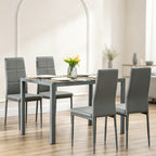 Ensemble table à manger avec 4 chaises, table de cuisine avec chaises en cuir synthétique, 120 x 70 x 75 cm, gris-8