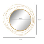 Miroir rond en métal filaire doré, décoration style moderne, diamètre Φ65 cm-2