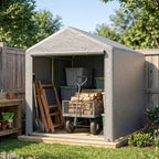 Abri de jardin tente de stockage imperméable abri moto porte enroulable fermeture éclair, 160 x 218 x 172 cm, gris clair-7