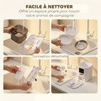 Distributeur Croquettes Chat Automatique 2 Animaux 6L Double Bol Inox WiFi Tuya App ABS 37x36x35cm Blanc-8