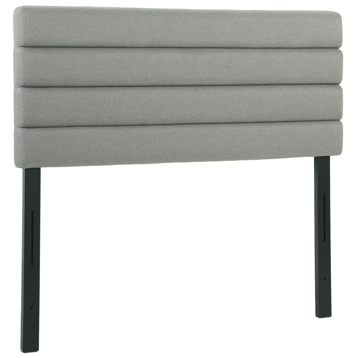 Tête de Lit Capitonnée, Hauteur Ajustable en 3 Niveaux avec Pieds en Métal pour Chambre, 140 x 10 x 106/116/126 cm, Gris-0