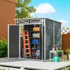 Abri de Jardin en Résine Cabanon de Rangement Double Porte 3 Fenêtres et 2 Aérations Anti-UV avec Plancher 3,3 m² Gris-9