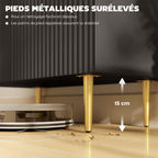 Buffet cuisine meuble de rangement avec 2 portes étagère réglable pieds métalliques surélevés 80 x 40 x 80 cm noir-5