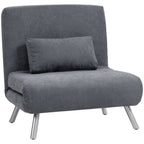Fauteuil convertible 1 place, fauteuil-lit clic-clac 3 en 1 avec dossier réglable, oreiller, assise large, gris foncé-0