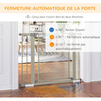 Barrière de sécurité pour animaux domestique fermeture automatique double verrouillage largeur 75-103 cm gris-4