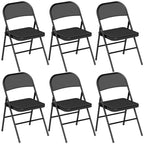 Lot de 6 chaises pliantes chaises de salle à manger portables cadre en acier 45 x 46 x 78 cm noir-0