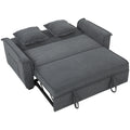 Canapé convertible 2 places, canapé-lit clic-clac en chenille, dossier réglable, 2 coussins, poche latérale, gris-0