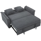 Canapé convertible 2 places, canapé-lit clic-clac en chenille, dossier réglable, 2 coussins, poche latérale, gris-0