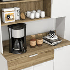 Armoire de cuisine meuble de rangement 4 portes 1 tiroir design scandinave 98 x 39 x 180 cm blanc et naturel-8