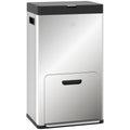 Poubelle rectangulaire à pédale poubelle cuisine 3 compartiments fermeture douce acier inox 45,7 x 35,8 x 76 cm argent-0