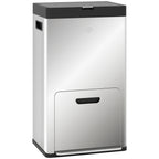 Poubelle rectangulaire à pédale poubelle cuisine 3 compartiments fermeture douce acier inox 45,7 x 35,8 x 76 cm argent-0