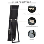 Miroir sur Pied et Mural Rectangulaire, Miroir de Sol Pleine Longueur pour Dressing, Chambre, Salon, 37 x 37 x 154 cm, Noir-7