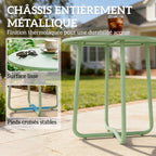 Table Basse Extérieure avec Bord Enroulé, Base en X avec Pieds Réglables en Hauteur, pour Salon Terrasse, Ø48x51cm, Vert-4