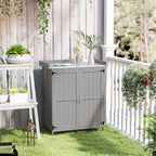 Armoire de jardin en bois abri de jardin avec 2 portes, toit à charnières et étagère, 74 x 43 x 88 cm, gris-1