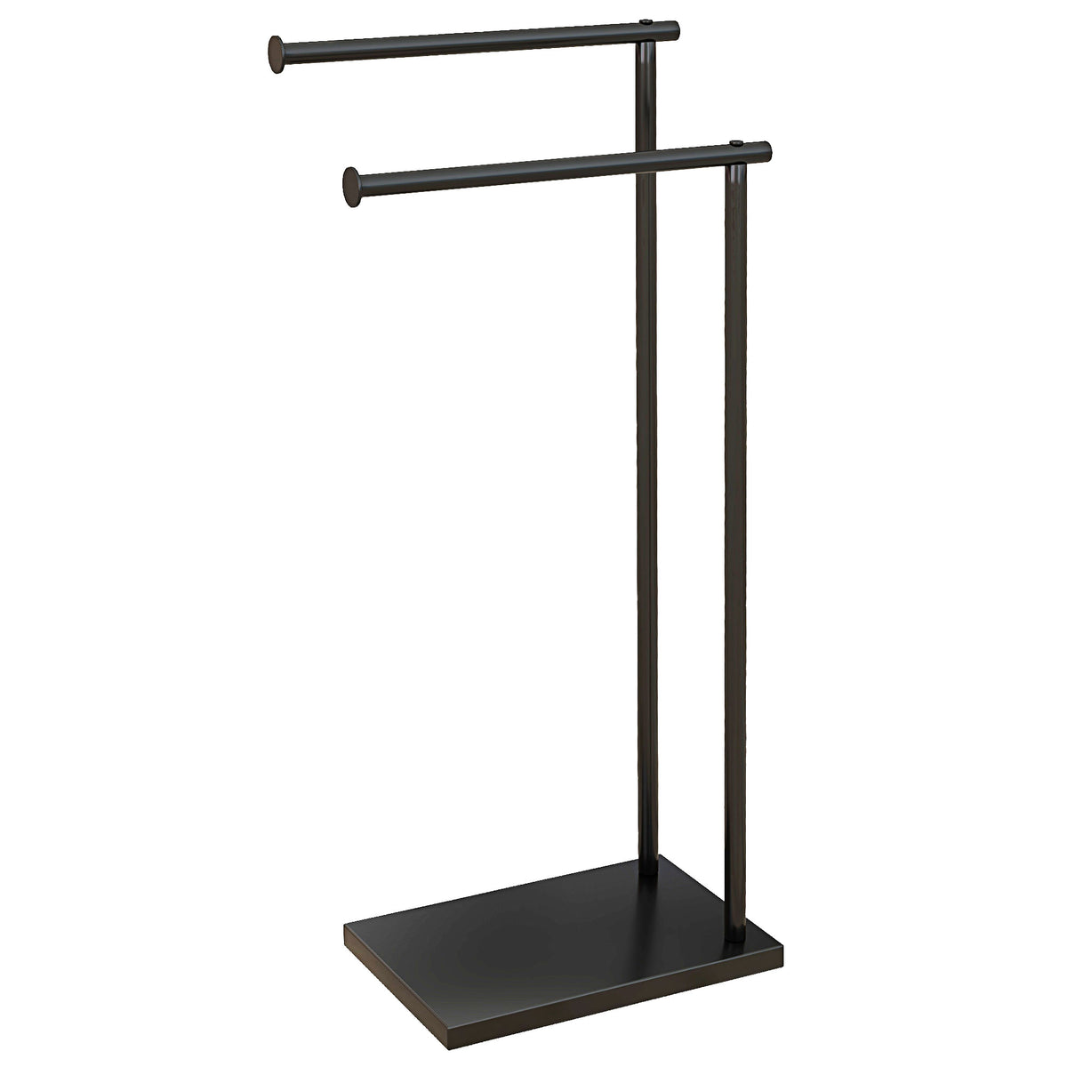 Porte-serviettes sur pied en acier avec 2 barres support pour serviette 35,5l x 20P x 78H cm - noir-0
