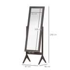 Miroir en Pied Grand Miroir de Sol Inclinaison réglable pour Dressing Chambre dim. 47L x 46l x 148H cm en café-2