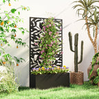 Jardinière avec treillis bac à fleurs rectangulaire grande taille panneau d'intimité métal 61 x 23 x 113 cm noir-1