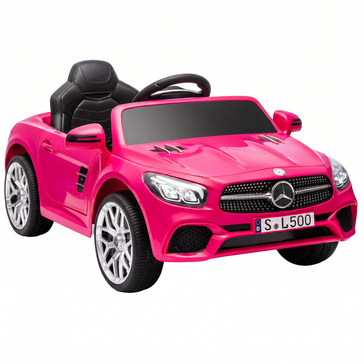 Voiture Électrique Enfants 12V Mercedes-Benz SL500, 3-5 km/h, 2 Moteurs, Télécommande 2,4G, pour 3-5 Ans, Rose-0