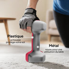 Lot 3 haltères hexagonaux avec support, 2 x 1kg, 2 x 3kg, 2 x 5kg, poignées antidérapantes, fitness à domicile-5