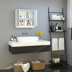 Armoire Murale Miroir Salle de Bain 2 étagères dim. 48L x 14l x 45H cm Panneaux Particules MDF Blanc-6