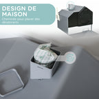 Maison de toilette bac à litière pour chat design maisonnette avec pelle, filtre et tapis dim. 47L x 45l x 42H cm-3