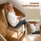 Ensemble Table à Manger avec 4 Chaises en Cuir Synthétique, Plateau Rectangulaire en Verre Trempé, 120x70x75cm, Naturel-5