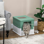 Maison de toilette pour chat pliable double porte battante et supérieure pelle fourni 47,5 x 35,5 x 36,7 cm vert-1